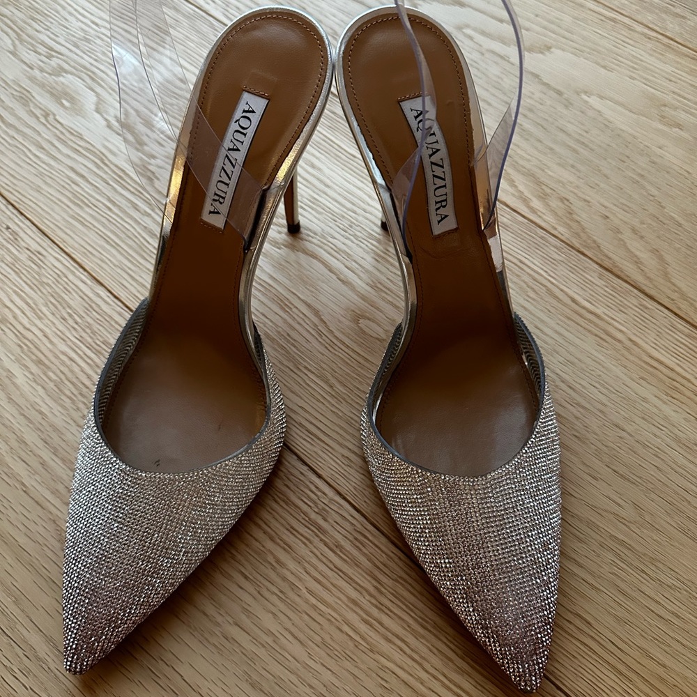 Aquazzura Crystal-Embellished Slingback Pumps